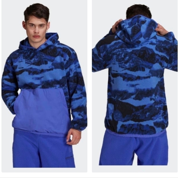 New ADIDAS ADVENTURE POLAR FLEECE ALLOVER PRINT HOODIE SZ M - Picture 1 of 8